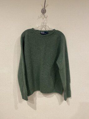 Polo Ralph Lauren Sweater Mens Large Green Scottish Wool Cashmere Crewneck Knit